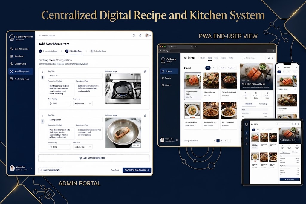 Centralized Digital Recipe & Kitchen Operations System UI Showcase