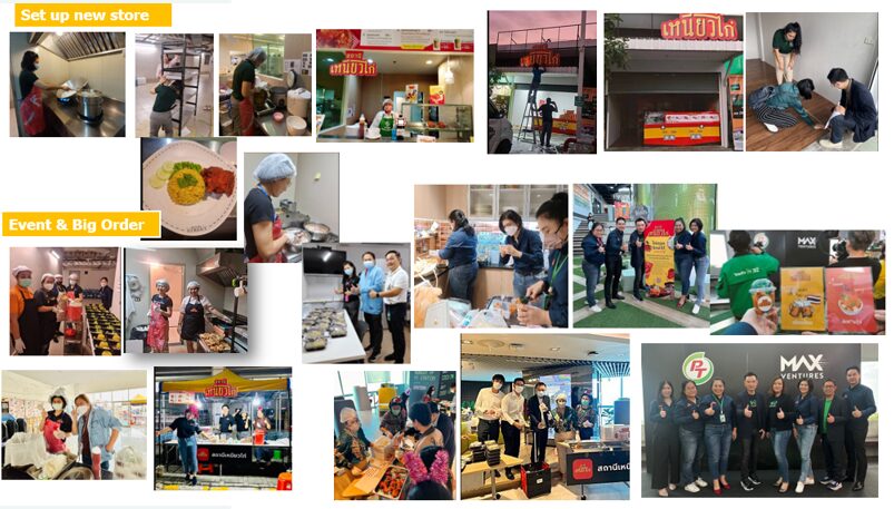 Team setting up new Chickens Station branches and serving customers at events